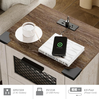 3 and 1 TV Wood Stand Set Entertainment Center for 85 inch TV with Charging Station