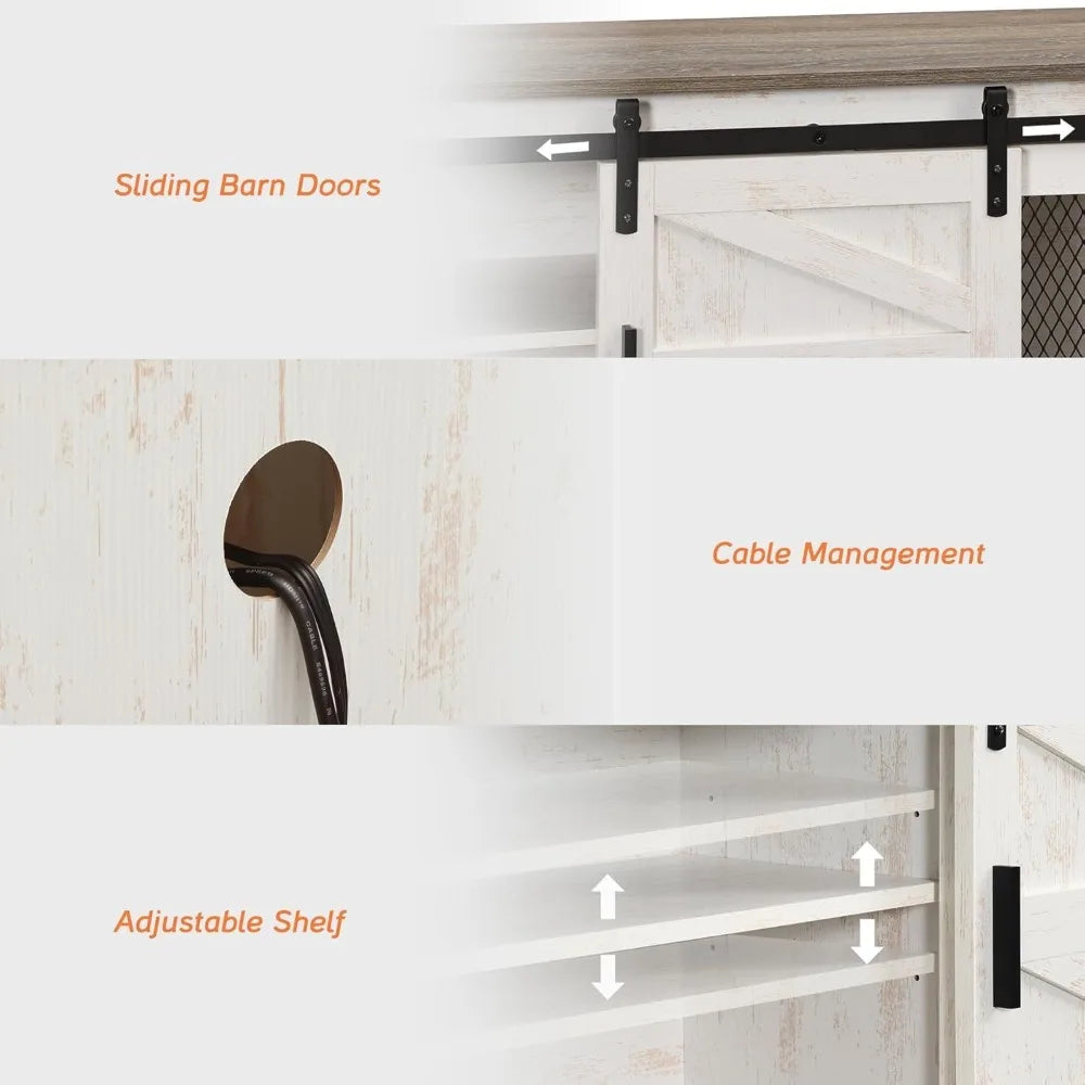 3 and 1 TV Wood Stand Set Entertainment Center for 85 inch TV with Charging Station