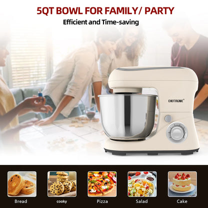 Stand Mixer,5Qt Tilt-Head Electric Household Stand Mixer - 500W 6+P Speed