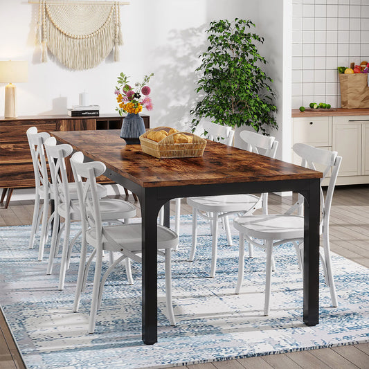 Tribesigns Dining Table for 6-8 People, 200cm Large Narrow Long Rectangular Rustic Wood Dining Table