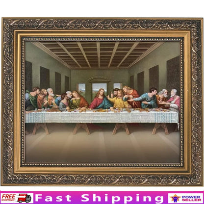 13x11 Inch  Wall Art Ornate Gold Frame Inspirational Last Supper Artwork
