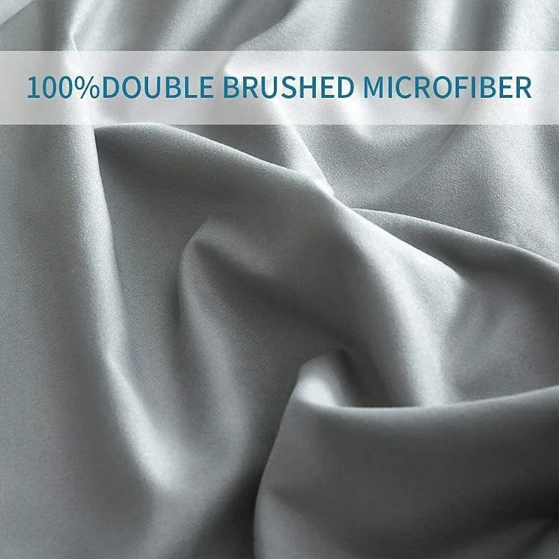 Breathable Bedding Sheets & Pillowcases, Soft 4 Piece Queen Light Gray