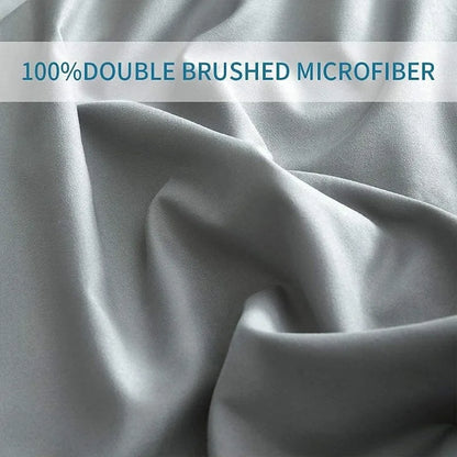 Breathable Bedding Sheets & Pillowcases, Soft 4 Piece Queen Light Gray