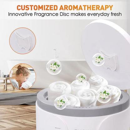 Large Towel Warmer Bucket w/ Timer and Fragrance Disc,Fits Up to Two 40"X70" Oversized Towel