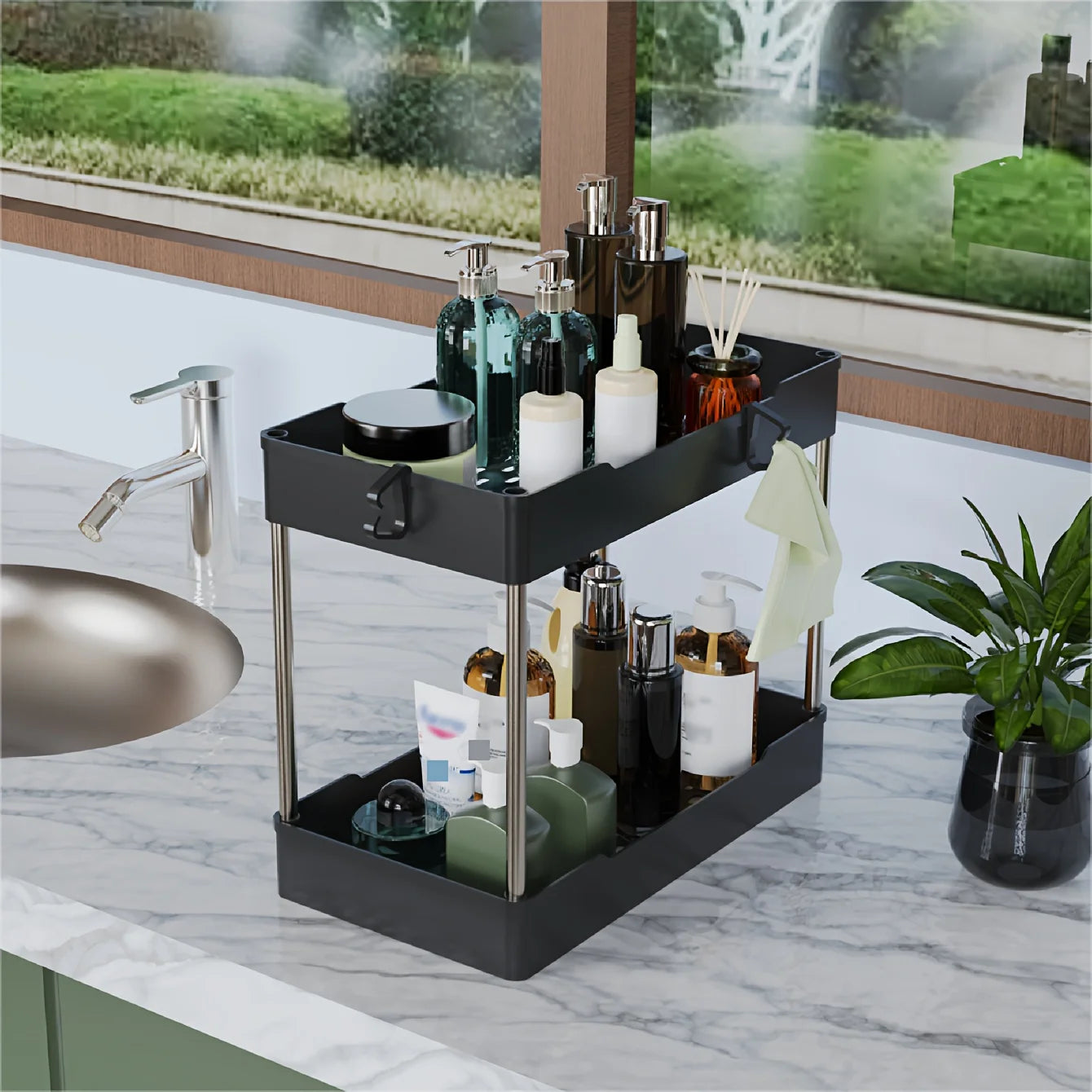 3pcs Under Bathroom Sink Organizers or Countertop Storage Rack, Large, Medium, Small Sizes