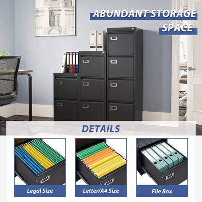 4 Drawer File Cabinet, Metal Vertical File Storage Cabinet with Lock