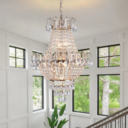 16.9" Luxury Retro Crystal Chandelier European Style, 7-Light Classy Fixture