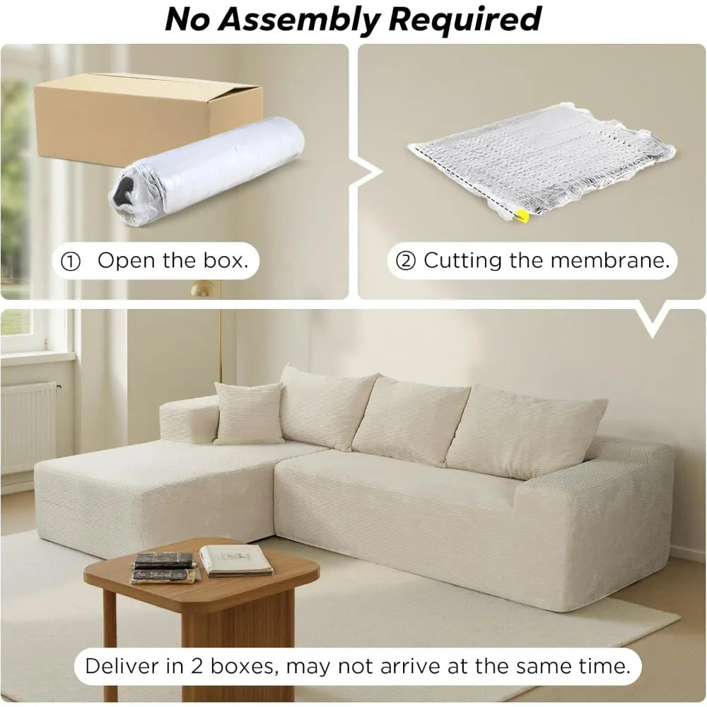 Cloud Sectional Couch with L-Shape Chaise,Modern Modular Sofa with Deep Seat