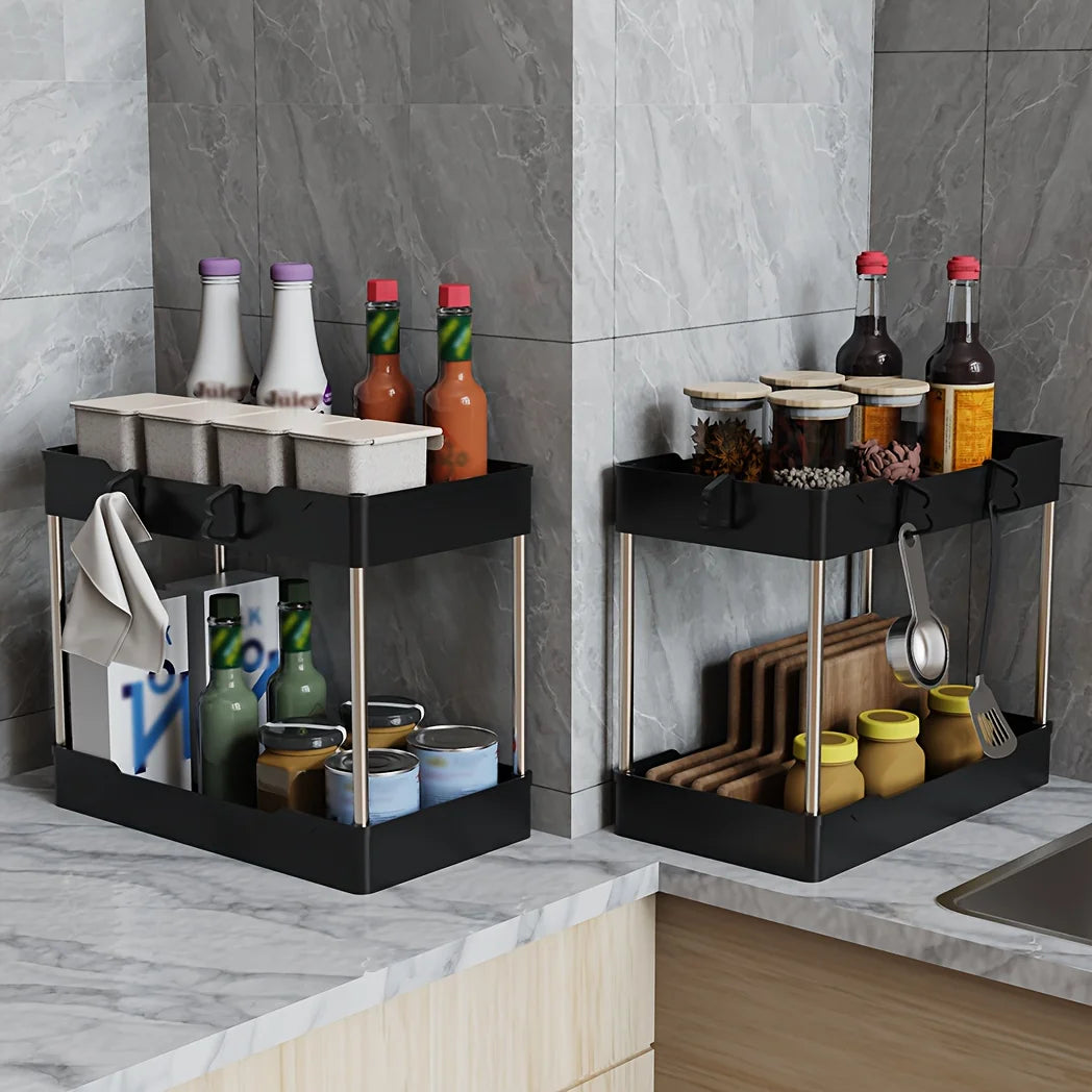 3pcs Under Bathroom Sink Organizers or Countertop Storage Rack, Large, Medium, Small Sizes