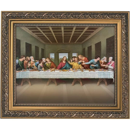 13x11 Inch  Wall Art Ornate Gold Frame Inspirational Last Supper Artwork