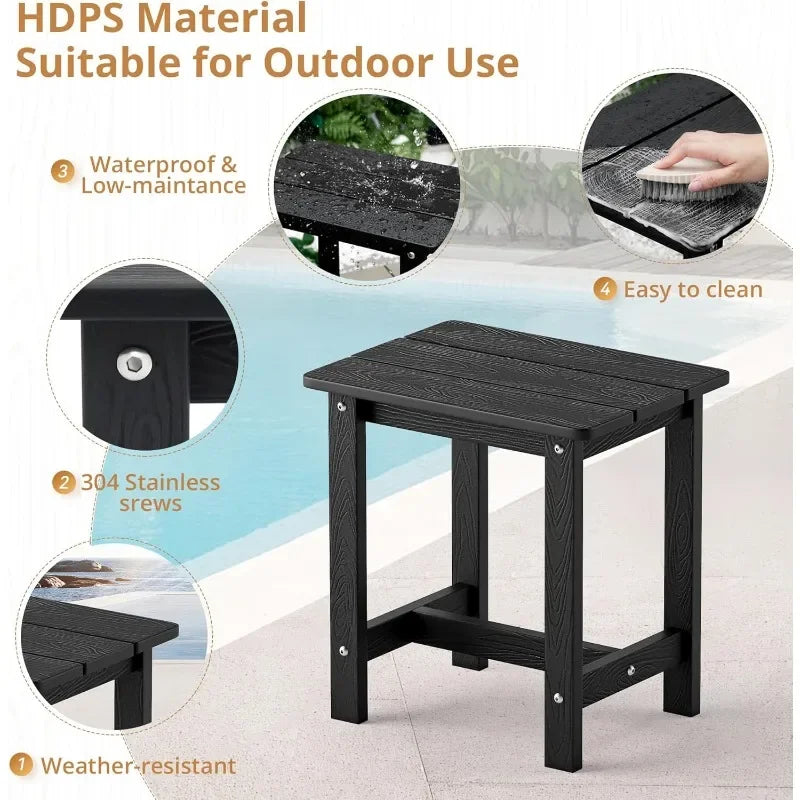 Outdoor End Side Table Set of 2 for Patio, Deck, Pool,