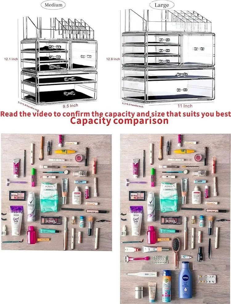 Good 3 Pack Clear Makeup Storage Organizer,Stackable 6 Drawers