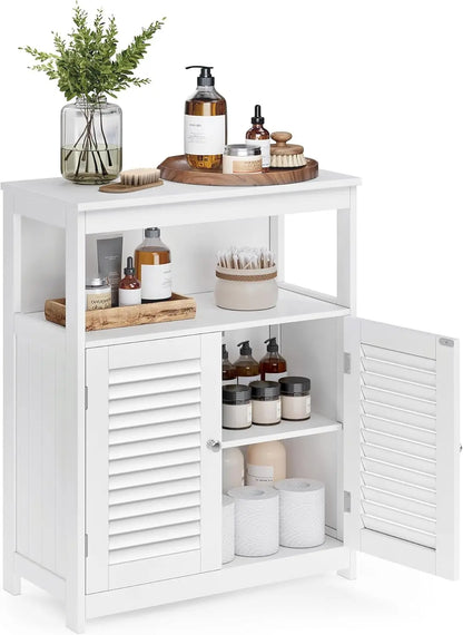 Frestanding Storage Cabinet with Double Shutter Doors and Adjustable Shelf