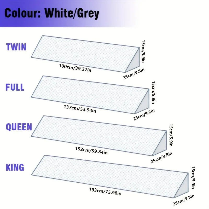 Bed Wedge Pillow - Adjustable 0-7" Gap Filler for Headboard & Mattress/Wall