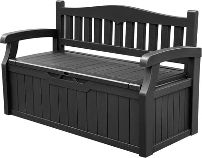 80 Gallon Storage Bench Deck Box Lockable for Patio Furniture