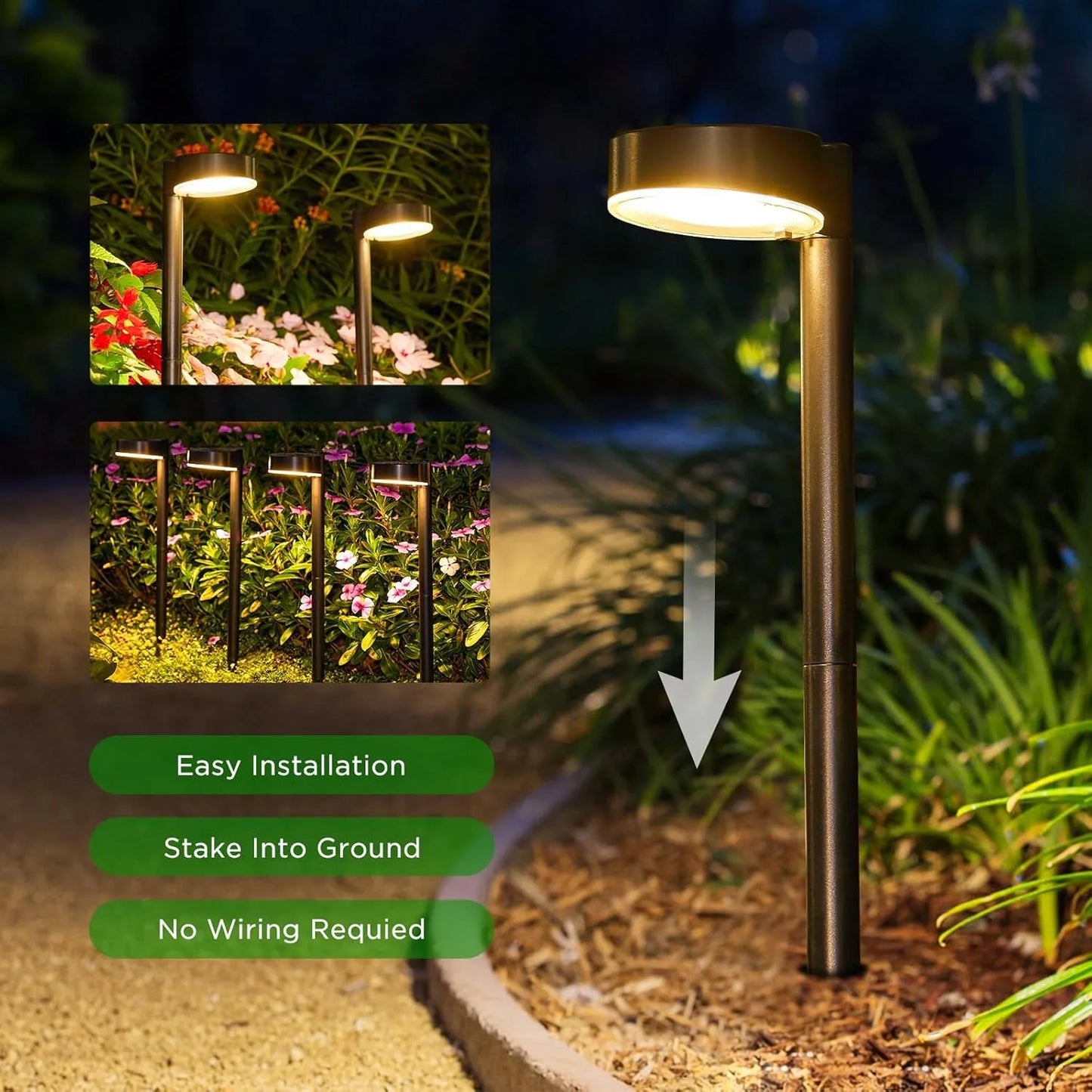 8 Pack Solar Pathway Lights Outdoor, Bright 12 LED Solar Lights Outdoor for Yard