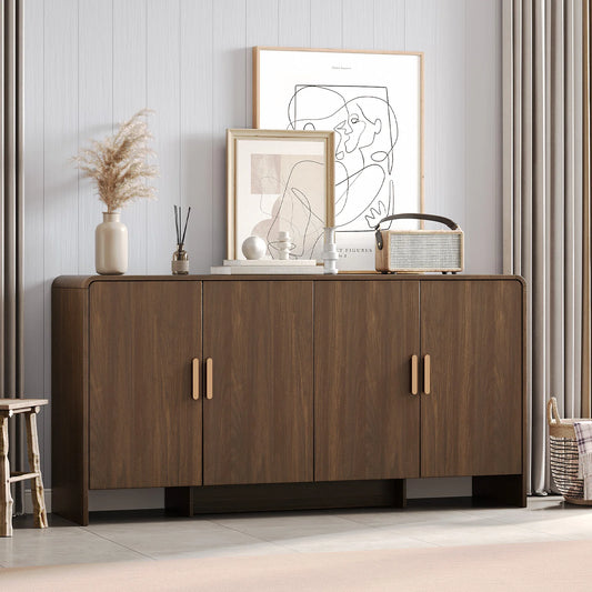 60" Sideboard Buffet Cabinet with Storage, 4 Doors & Adjustable Shelves