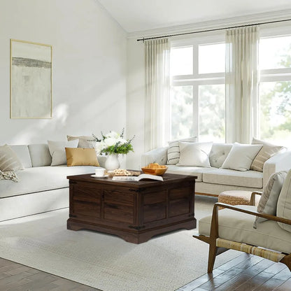 Farmhouse Rustuc Square Wooed Coffee Table with Hinged Lift Top and Large Hidden Storage Compartment