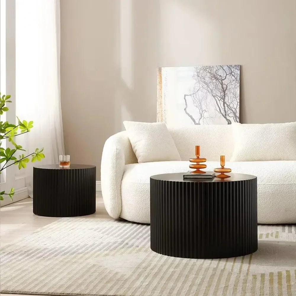 Round Coffee Accdent End Table Sets, Nesting Wooden Coffee Tables