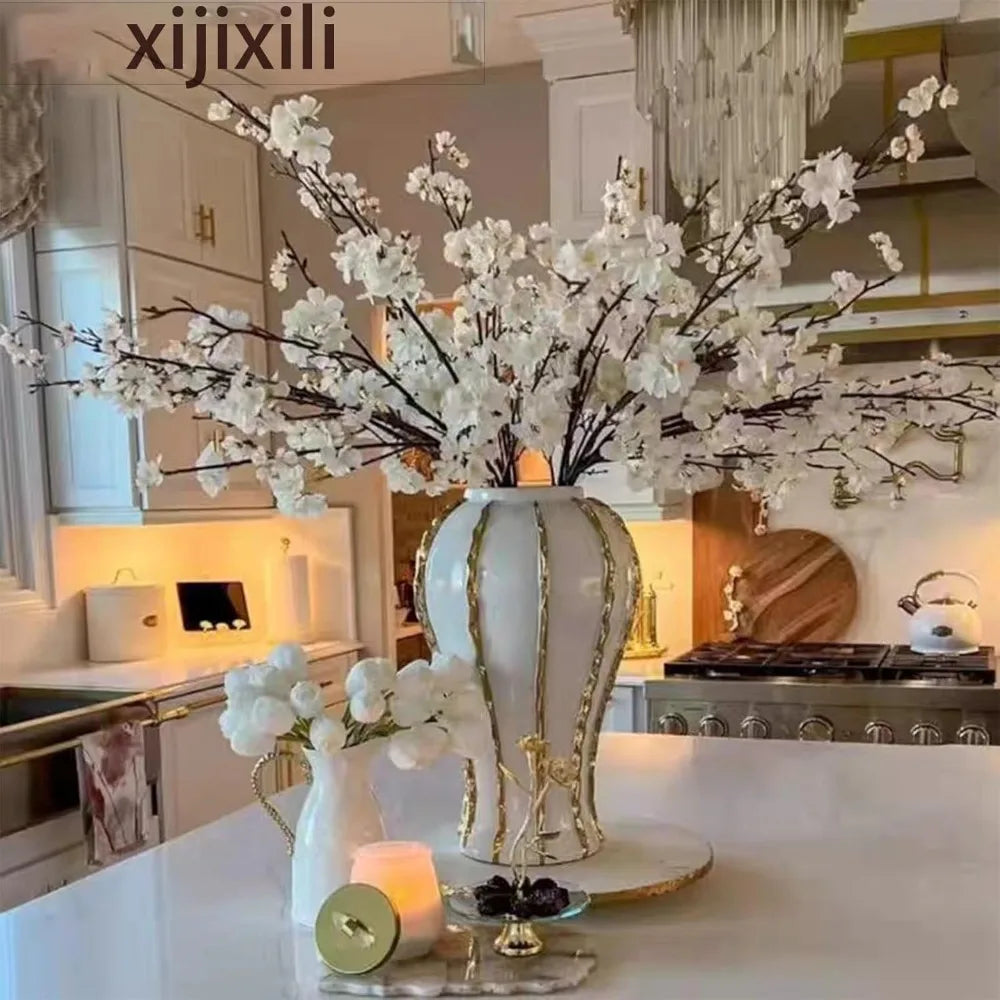 Ceramic Gold Trim Decorative Flower Vase