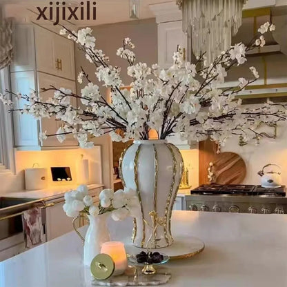 Ceramic Gold Trim Decorative Flower Vase