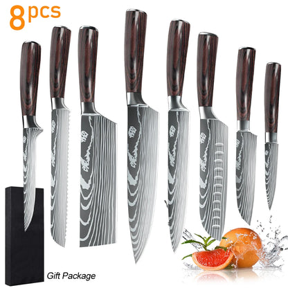 8PCS Stainless Steel Sharp Chef Knives Set