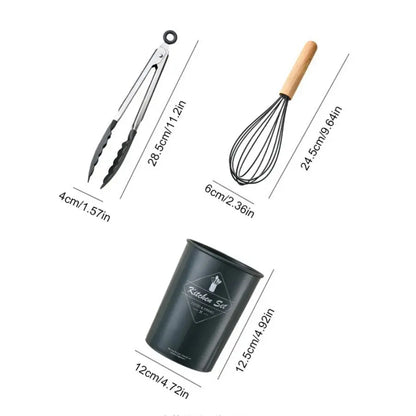34Pcs/set, Non-stick Cooking Tools Set With Storage Bucket, Multipurpose and Heat Resistant