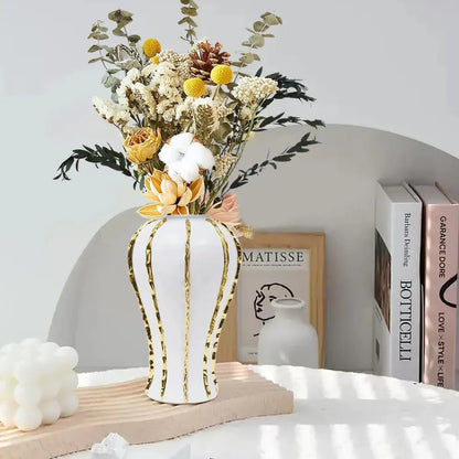 Ceramic Gold Trim Decorative Flower Vase