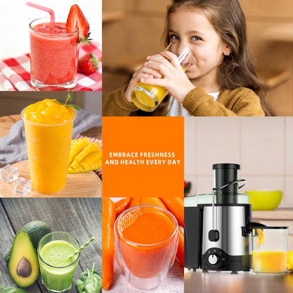 VAVSEA 600W Juicer Machine, Anti-Drip Juice Extractor with 3-Inch Feed Chute for Whole Fruits & Vegetables