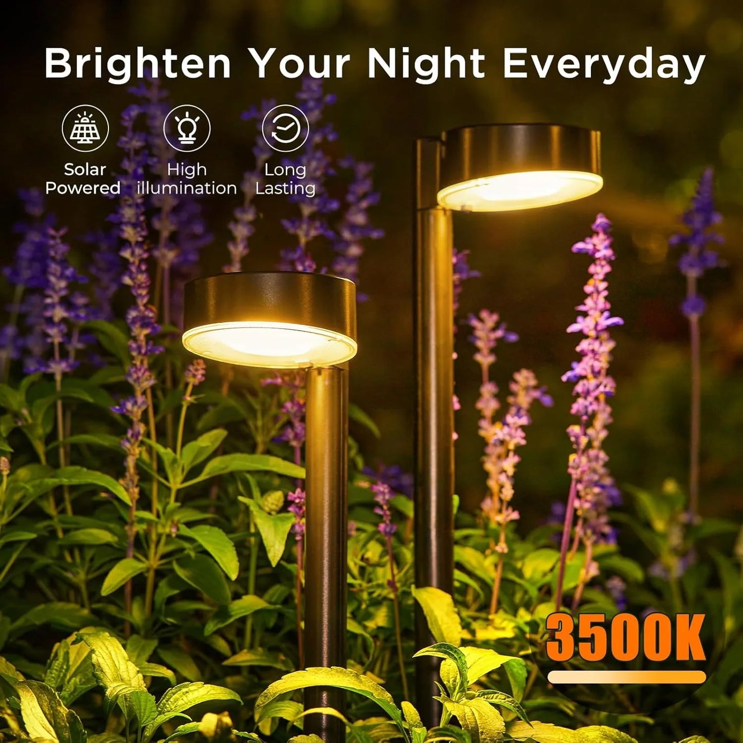 8 Pack Solar Pathway Lights Outdoor, Bright 12 LED Solar Lights Outdoor for Yard