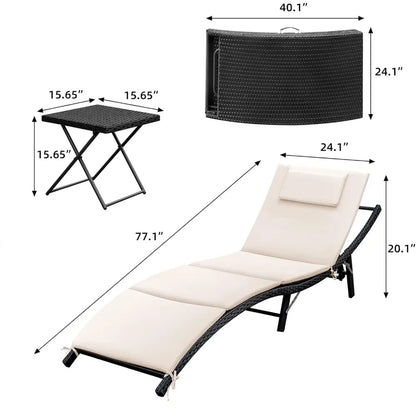Lounge Chairs for Outside Patio Adjustable Folding Chaise Wicker Lounge Chairs. Set of 2