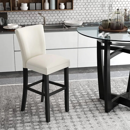 42" Tempered  Top High Bar Table Stools Set of 5 Upholstered Back with Four 31.9"H Barstools Chairs