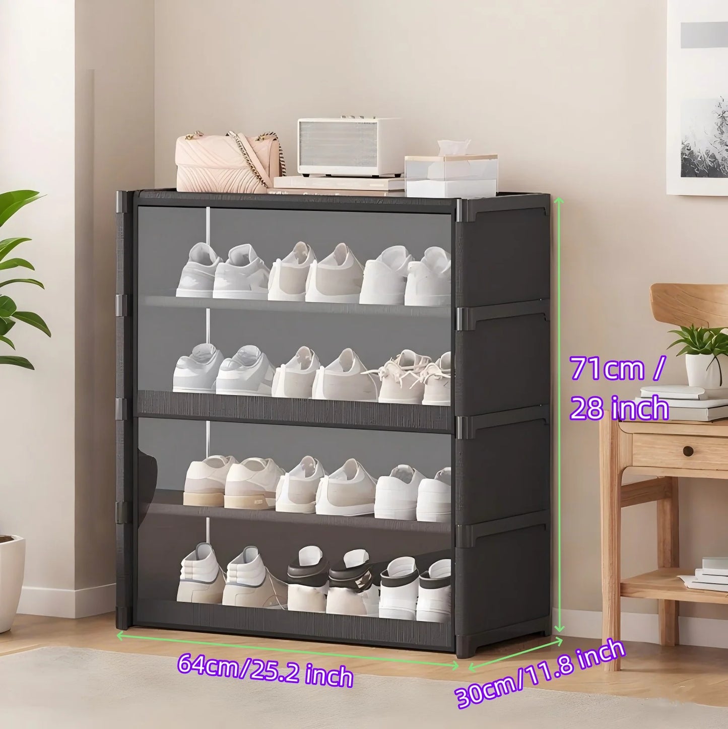 Collectible Display Cabinet Storage Box Organizer, W/ Clear Door
