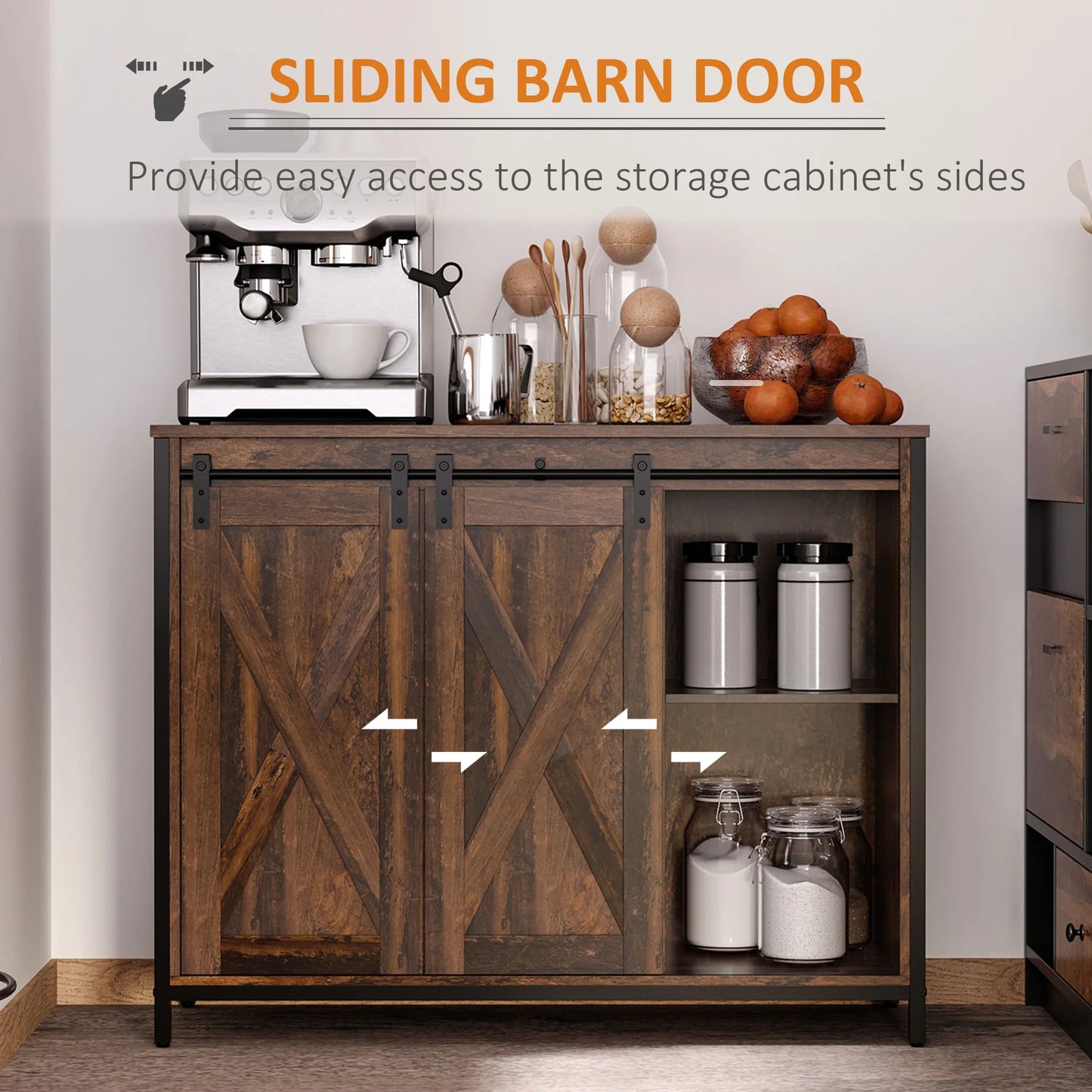 Farmhouse sideboard Buffet Cabinet W/ Drawers, Rustic Brown