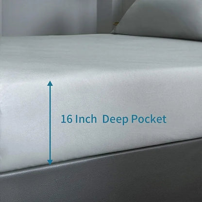 Breathable Bedding Sheets & Pillowcases, Soft 4 Piece Queen Light Gray