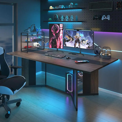 71In Large Rectangular Dining Table,Wood Watrproof Brown Tabletop,6ft Luxurious Family Dinner Table