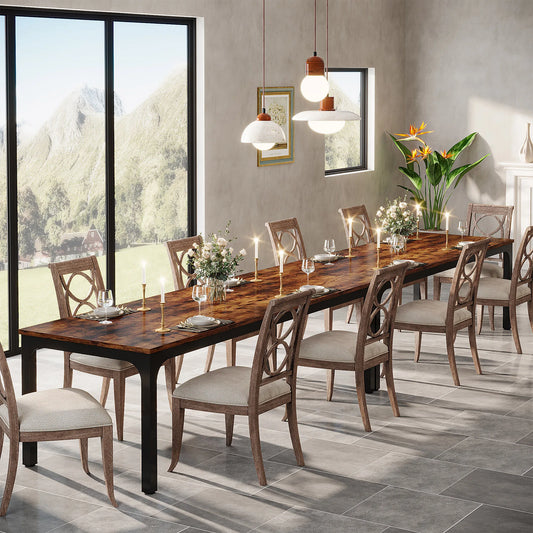 Tribesigns Dining Table for 6-8 People, 200cm Large Narrow Long Rectangular Rustic Wood Dining Table