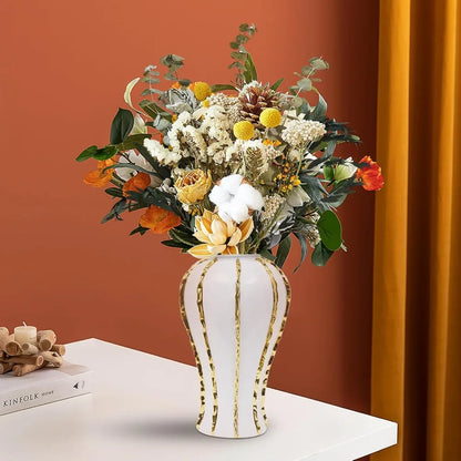 Ceramic Gold Trim Decorative Flower Vase