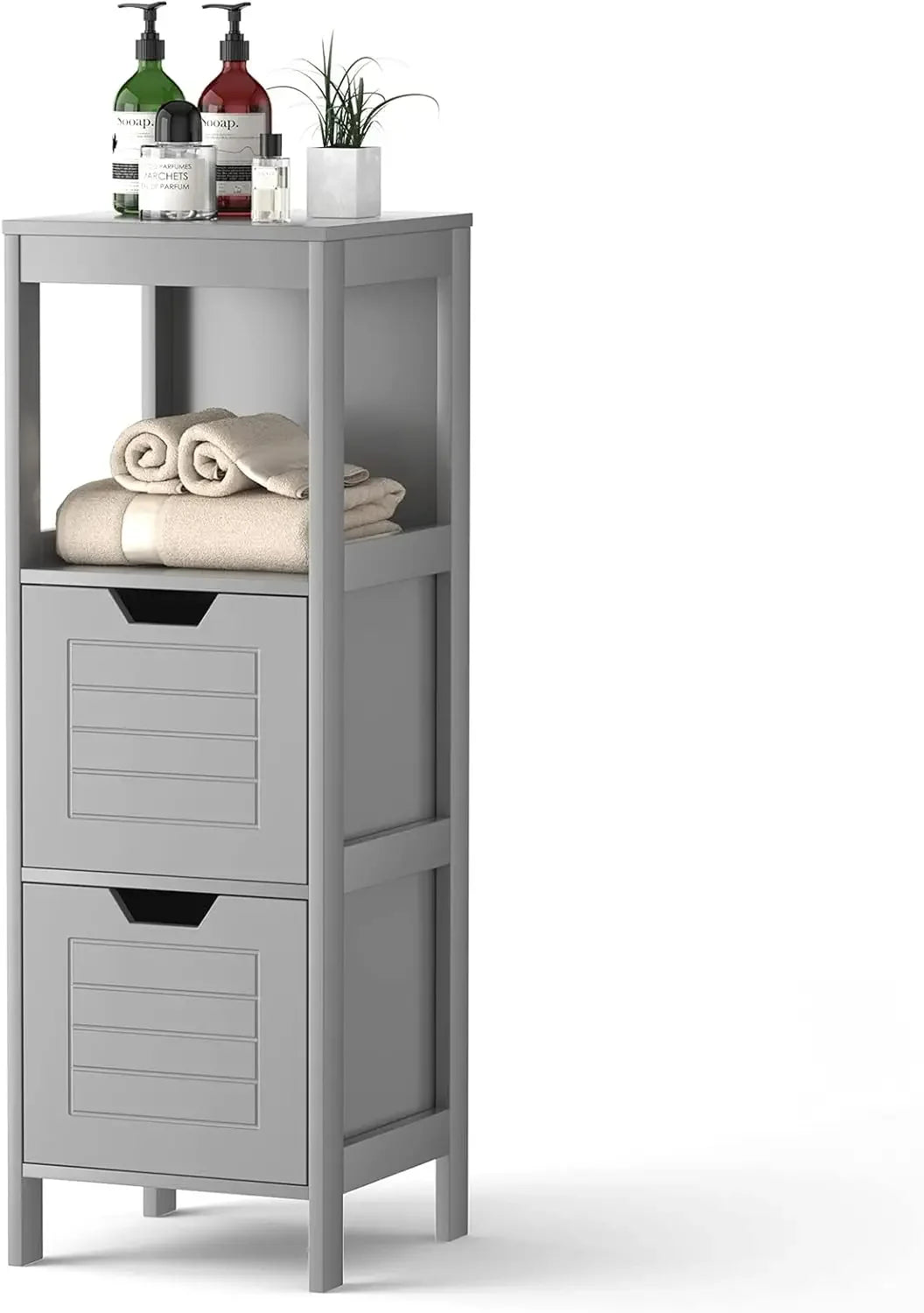 Bathroom Free Standing Storage Cabinet Organizer, Multifunctional Wooden Storage  w/ 2 Drawers,