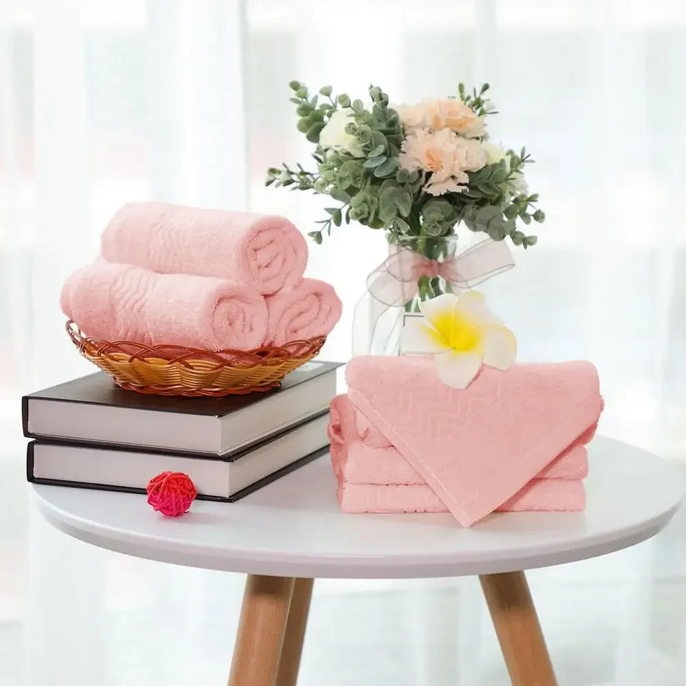 6-Pack Soft & Durable Pink Absorbent Cotton Towel Set