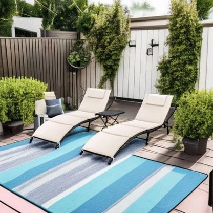 Lounge Chairs for Outside Patio Adjustable Folding Chaise Wicker Lounge Chairs. Set of 2