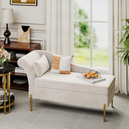 Modern Upholstered Chaise Lounge with Storage, Soft and Comfortable