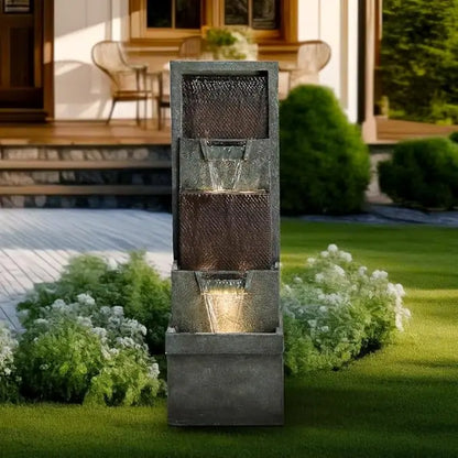 Outdoor Garden Water Fountain Waterfall Floor-Standing Fountains with LED Lights