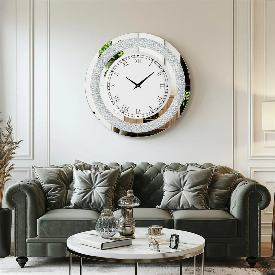 32inch Modern 3D Large Tawny, Tinted Wall Clock with Roman Numerals
