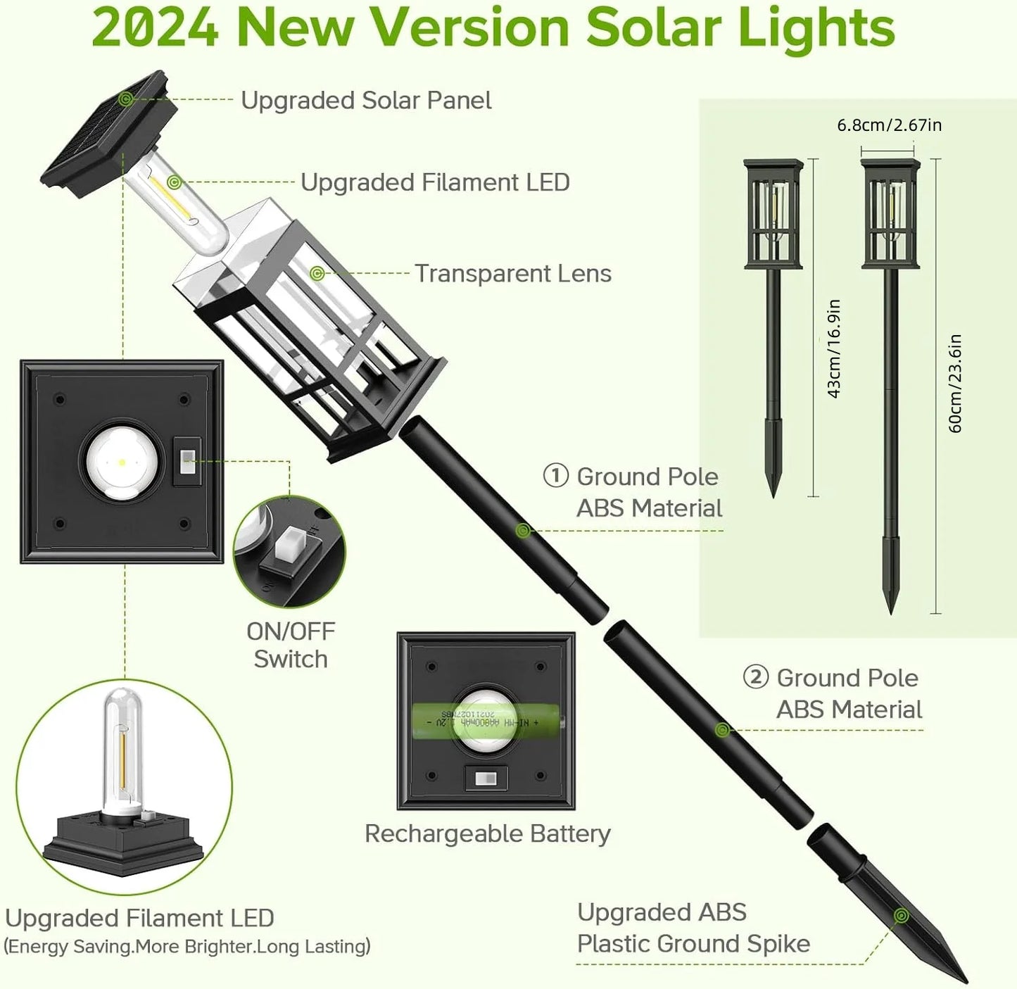 2/6/8 Pack Solar Outdoor Pathway Solar Lights - Super Bright for Patio/Sidewalk