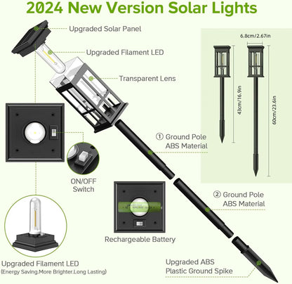 2/6/8 Pack Solar Outdoor Pathway Solar Lights - Super Bright for Patio/Sidewalk
