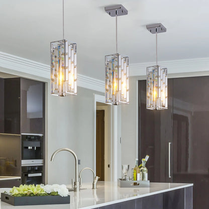 12 Inch Silver Crystal Chandelier Height Adjustable , Decor (3PACK)