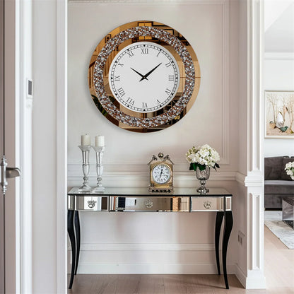 32inch Modern 3D Large Tawny, Tinted Wall Clock with Roman Numerals