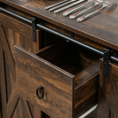 Farmhouse sideboard Buffet Cabinet W/ Drawers, Rustic Brown