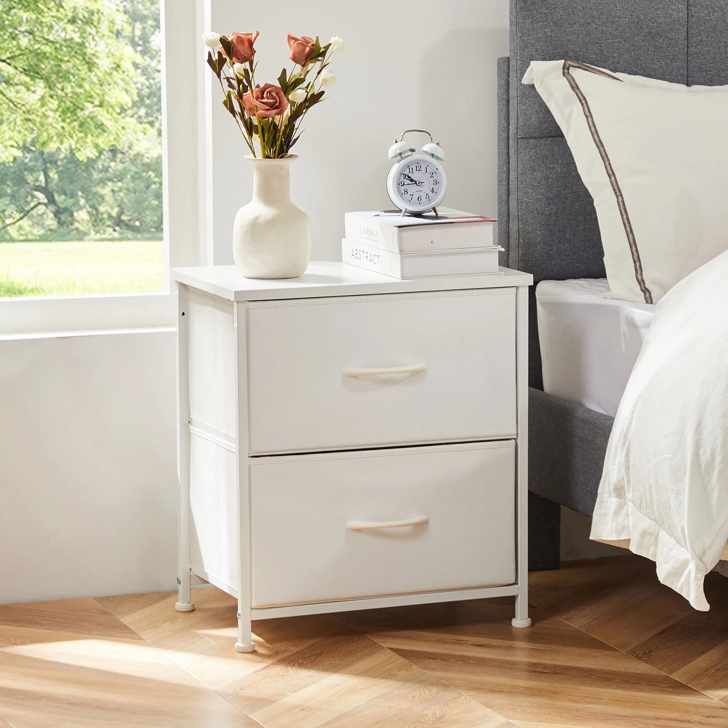 JHK 2 Drawers Nightstand For Bedroom